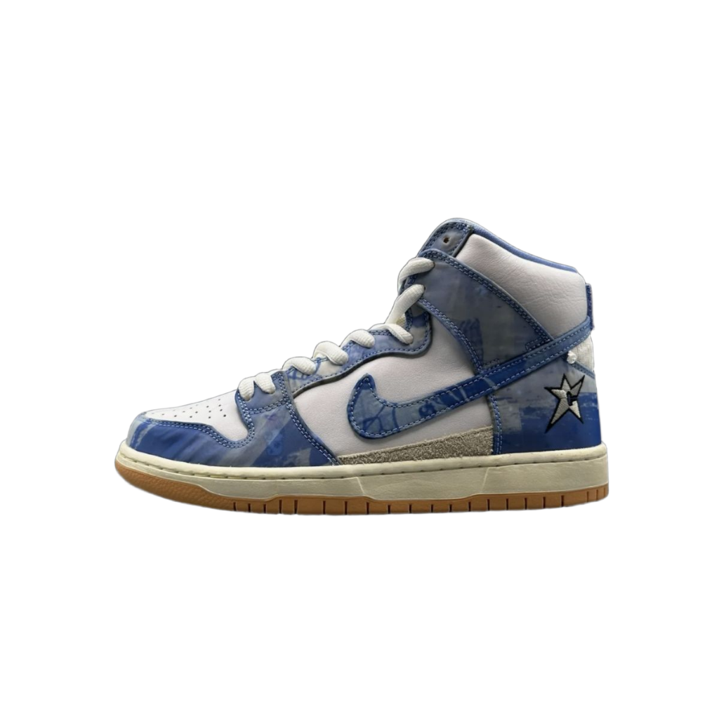 Nike Dunk High-Top Sneaker with Blue & White Pattern
